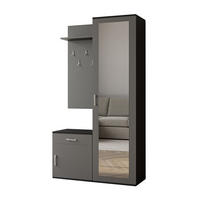 GARDEROBE Patricia 100 cm mit Spiegel, mit Schuhschrank und Schublade, schwarz, grau - Schwarz/Grau, Kunststoff (100/181/35cm) - Margaret Hadas24