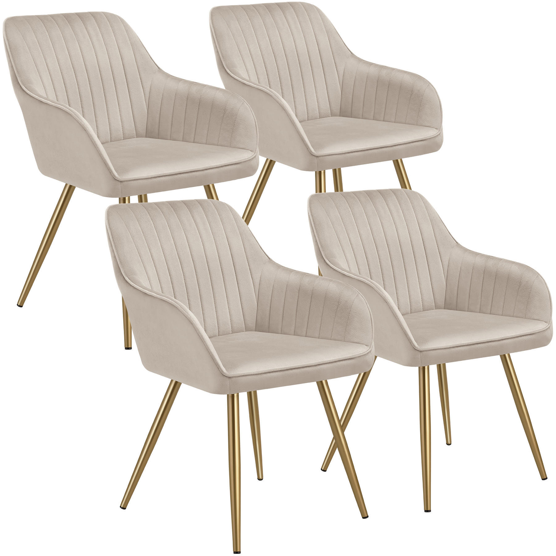ESSZIMMERSTUHL 4er Set Marilyn,58 x 62 x 82 cm,taupe/gold - Taupe/Goldfarben, Kunststoff (58/82/62cm) - tectake