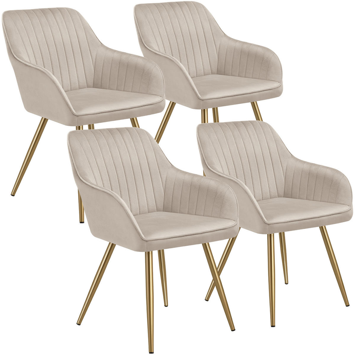 ESSZIMMERSTUHL 4er Set Marilyn,58 x 62 x 82 cm,taupe/gold - Taupe/Goldfarben, Kunststoff (58/82/62cm) - tectake