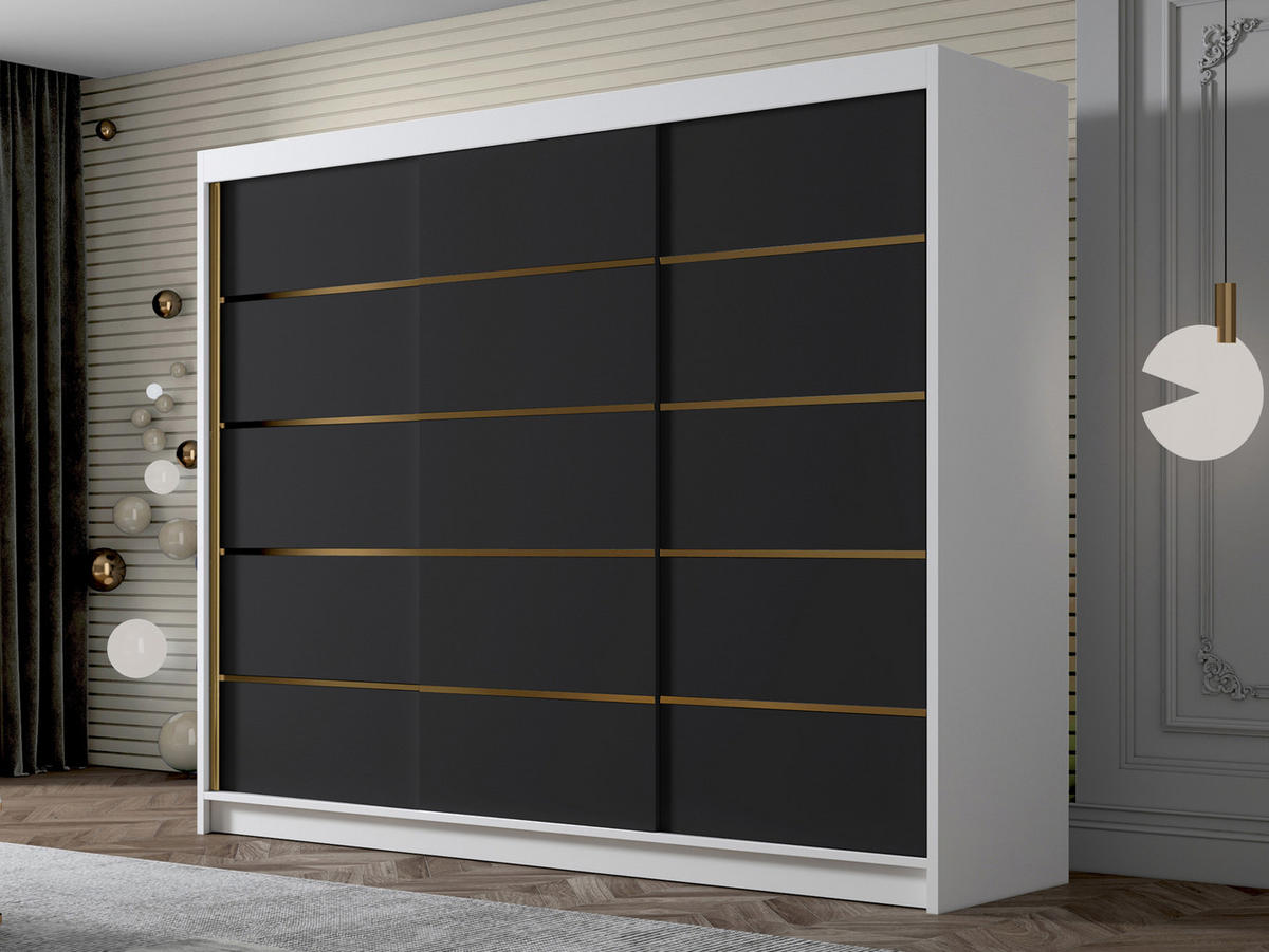 SCHIEBETÜRENSCHRANK Amber VII - Goldfarben/Multicolor, Holzwerkstoff/Metall (250/215/58cm) - MIRJAN24