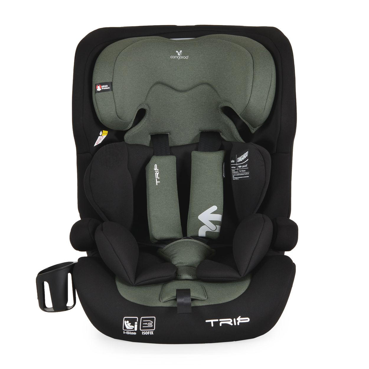 KINDERSITZ Trip i-Size grün (76-150cm) Isofix verstellbare Kopfstütze Gurt - Grün, Textil (40/60/45cm) - Cangaroo