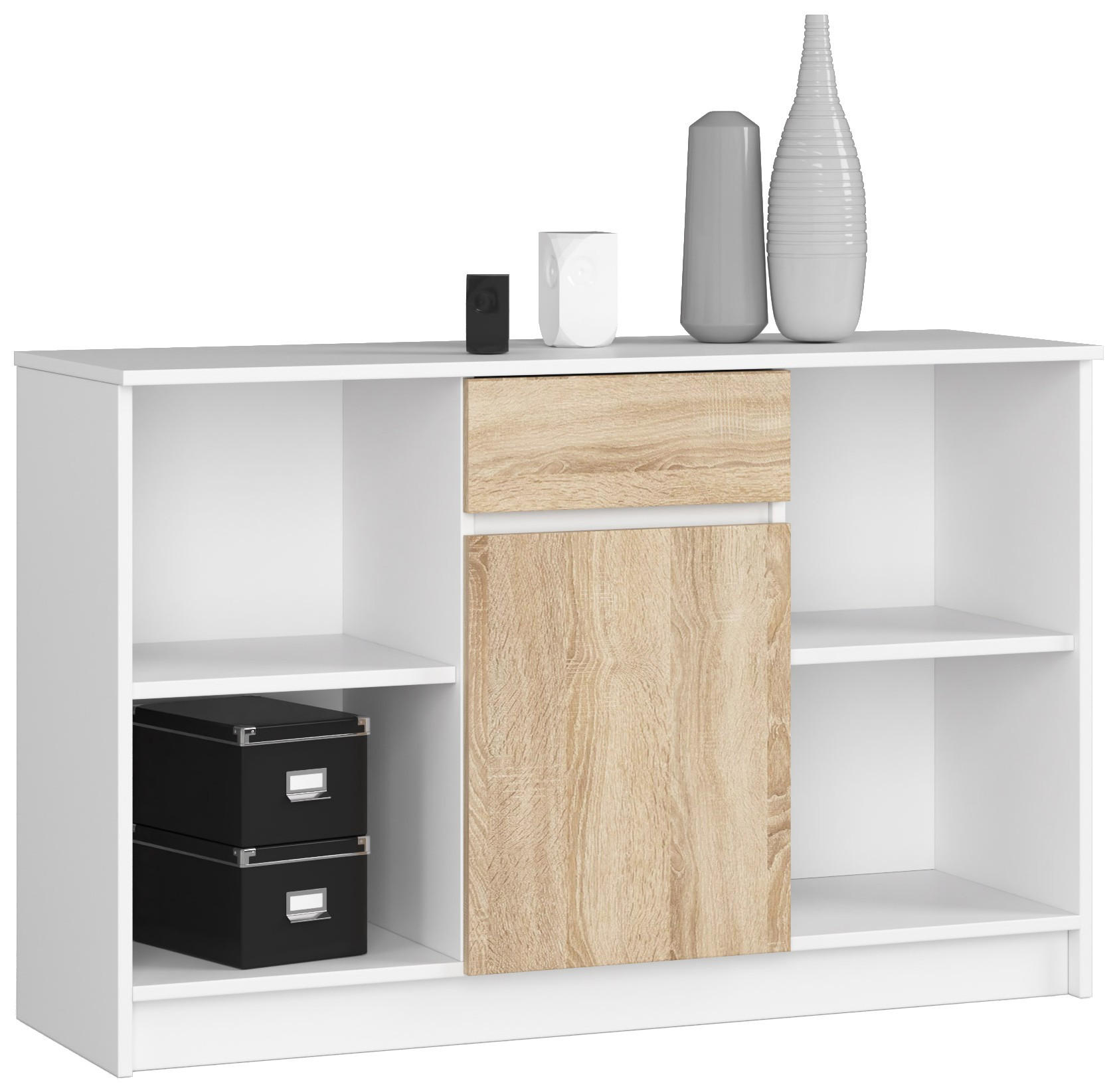 Akord Kommode Weiß, Sonoma Eiche 120x77x40 cm