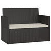 GARTENBANK mit Kissen Schwarz 105 cm Poly Rattan - Schwarz, Kunststoff (105/75/56cm) - furnicato