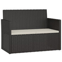 GARTENBANK mit Kissen Schwarz 105 cm Poly Rattan - Schwarz, Kunststoff (105/75/56cm) - furnicato