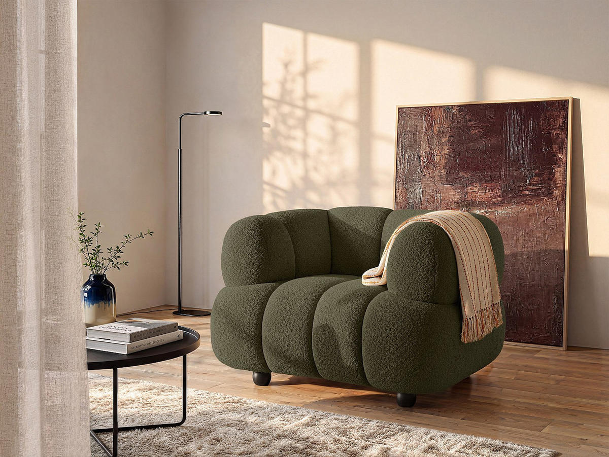 SESSEL mit gerader Rückenlehne - 1 Person - stoff - grün Coliani - Grün, Holz/Textil (108/73/87cm) - Vente-Unique