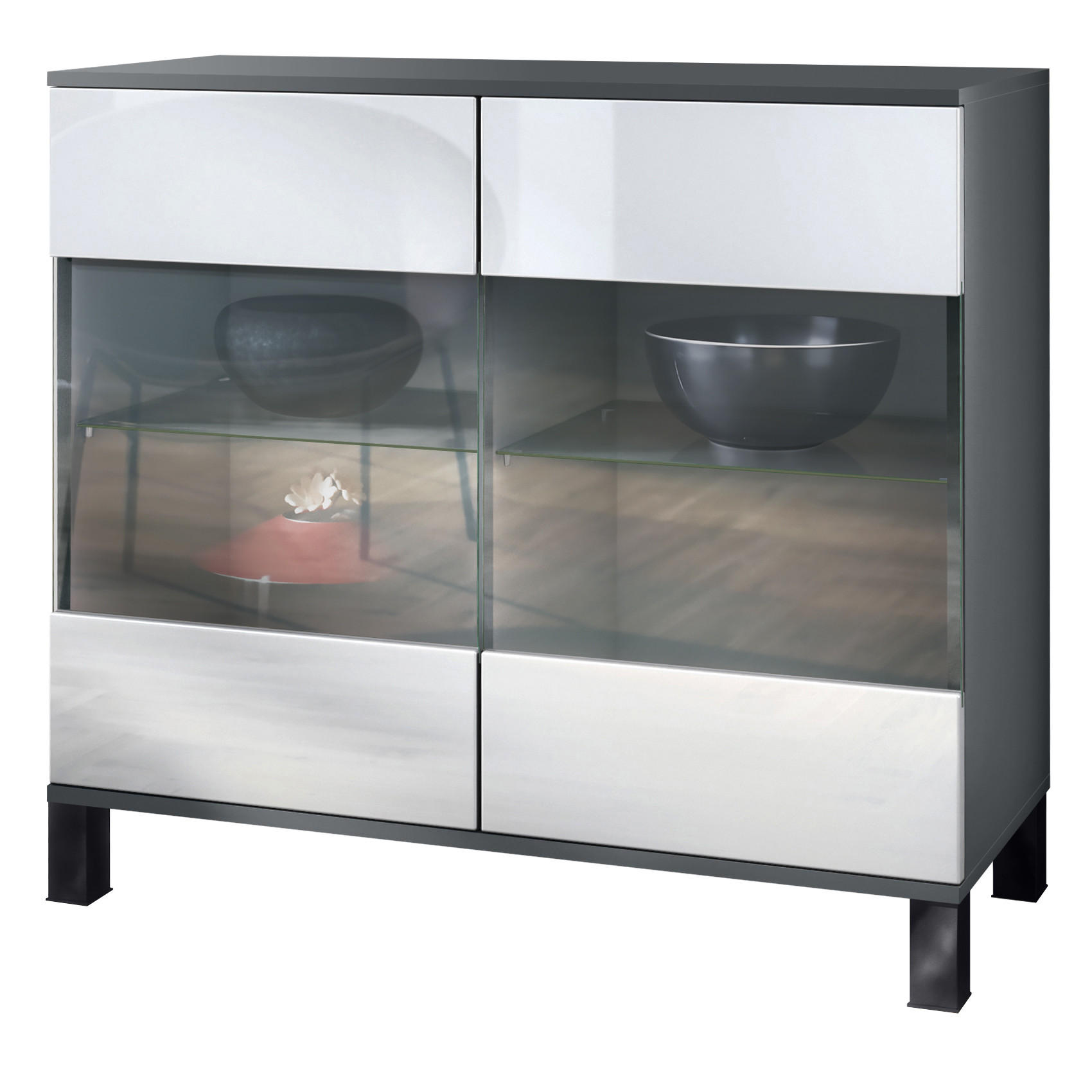 Vladon Kommode Weiß Hochglanz 92.5x84.5x35 cm