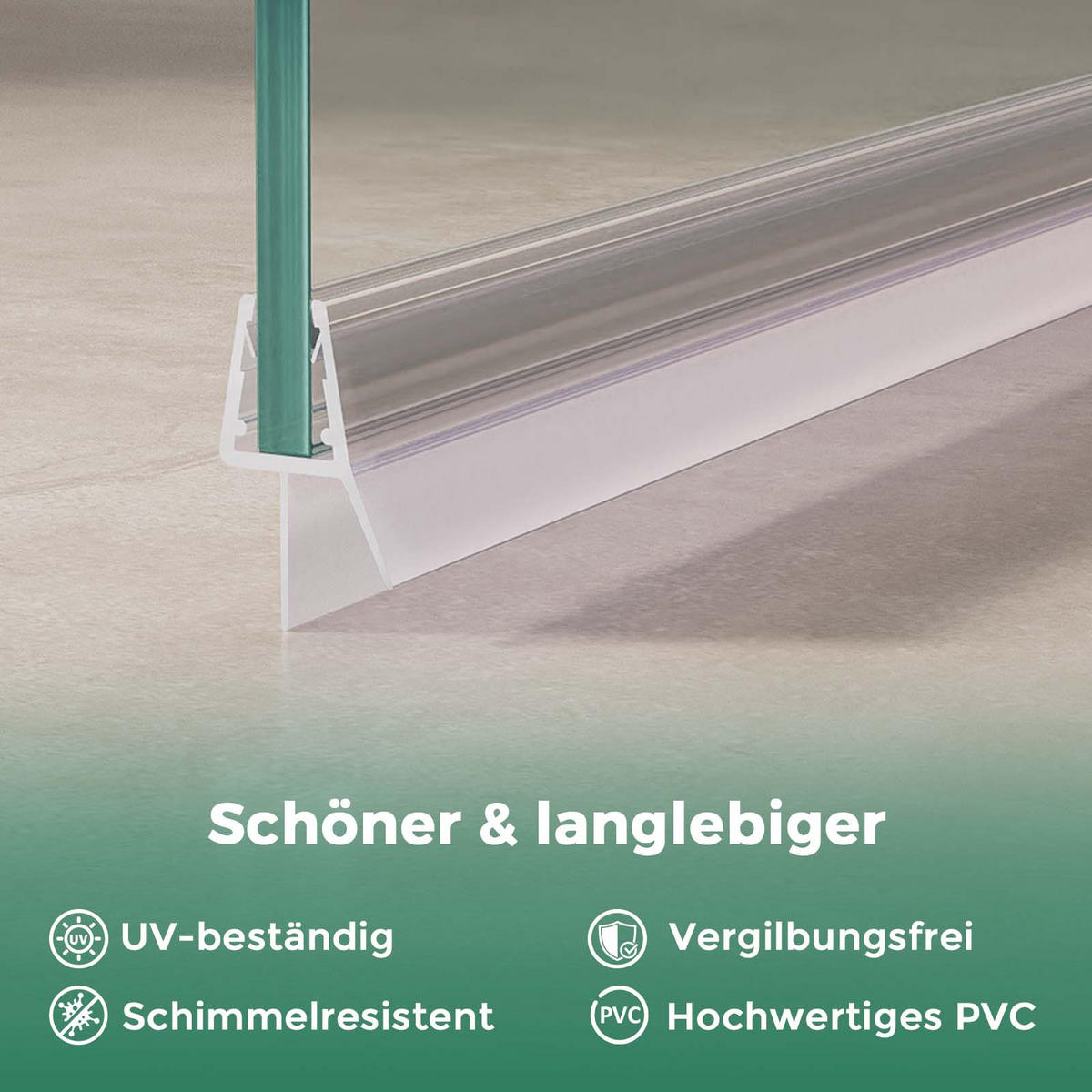 DUSCHDICHTUNG 60 cm für Duschtüren 4–6 mm transparent zuschneidbar - Transparent, Kunststoff (60/2.7cm) - S'AFIELINA