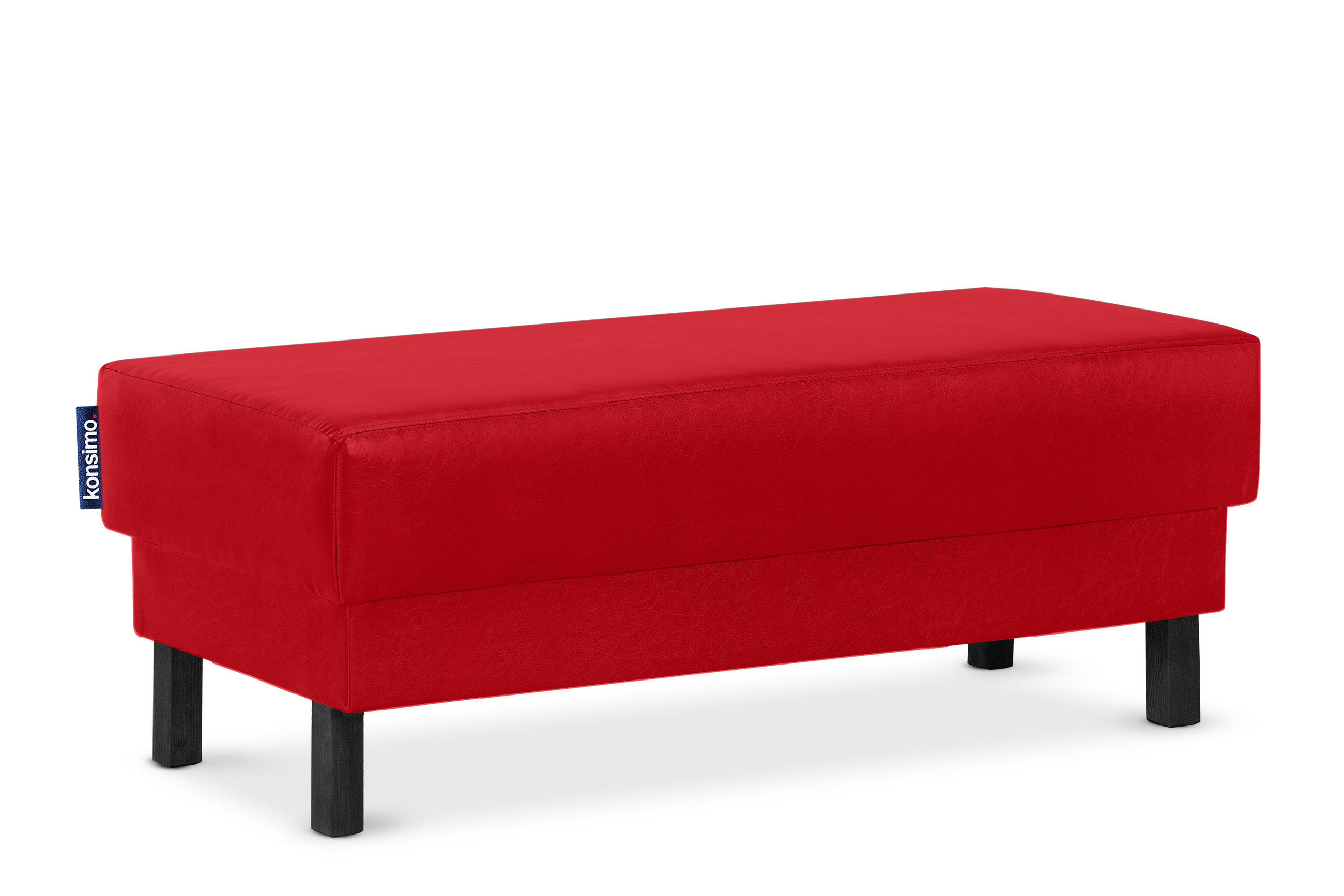 SITZHOCKER ESPECTO auf hohen Holzbeinen, rot - Rot/Schwarz, Textil (106/47/56cm) - KONSIMO®