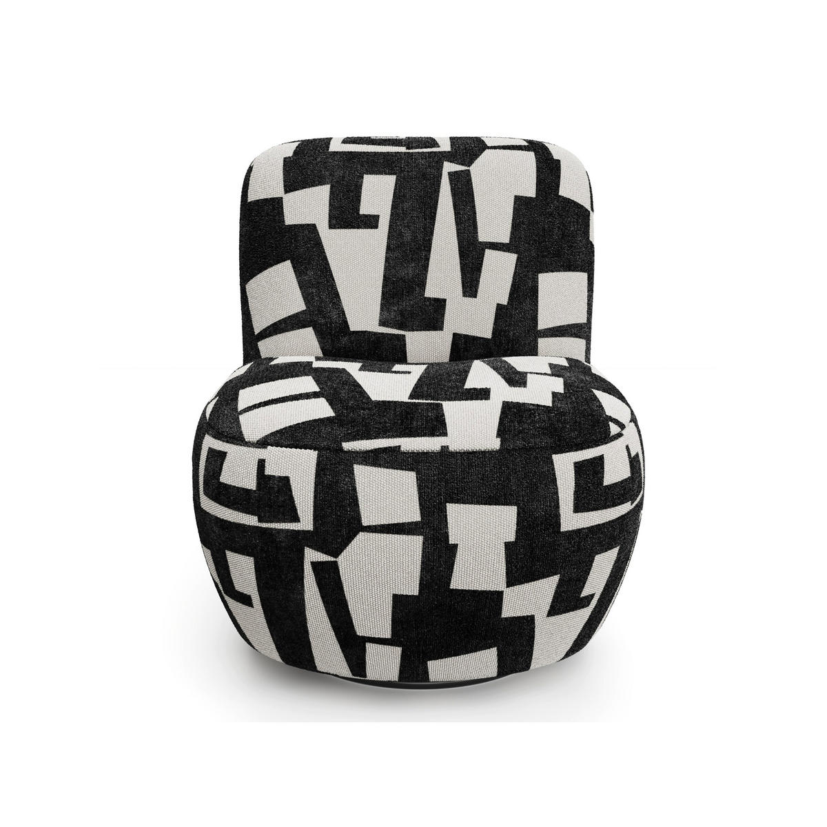 SESSEL Gemusterter texturierter Stoff Dunkles Anthrazit 64cm - Anthrazit, Textil (65/72/71cm) - Sia Home