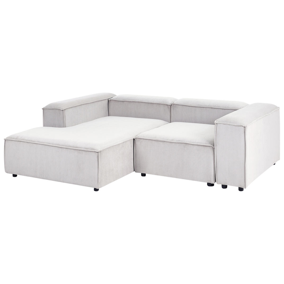 ROHOVÁ POHOVKA modul 3-místná pravostranná Krémově bílá Manšestr s otomanem Ardal - krémová, textil (240/180cm) - Beliani