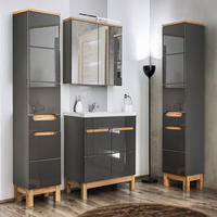 BADMÖBEL-SET 4-TLG. Solna-56 - Grau, Holzwerkstoff (160/200/46cm) - Lomado