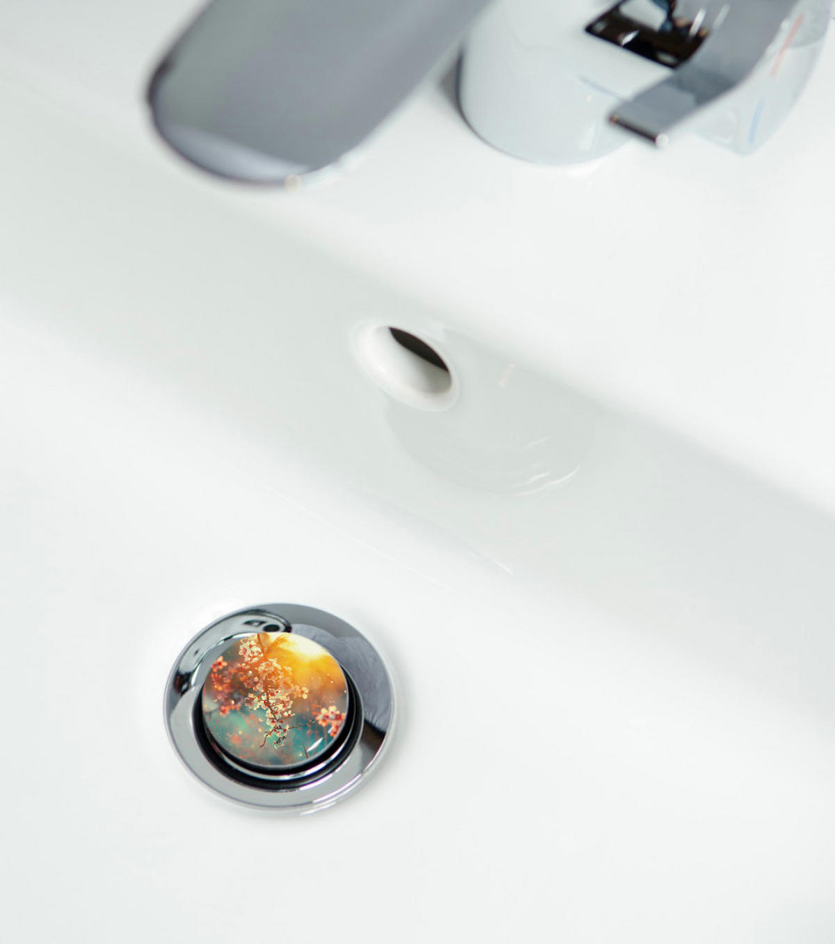 WASCHBECKENSTÖPSEL Kirschblüte - Orange, Kunststoff/Metall (4/7/7cm) - Sanilo