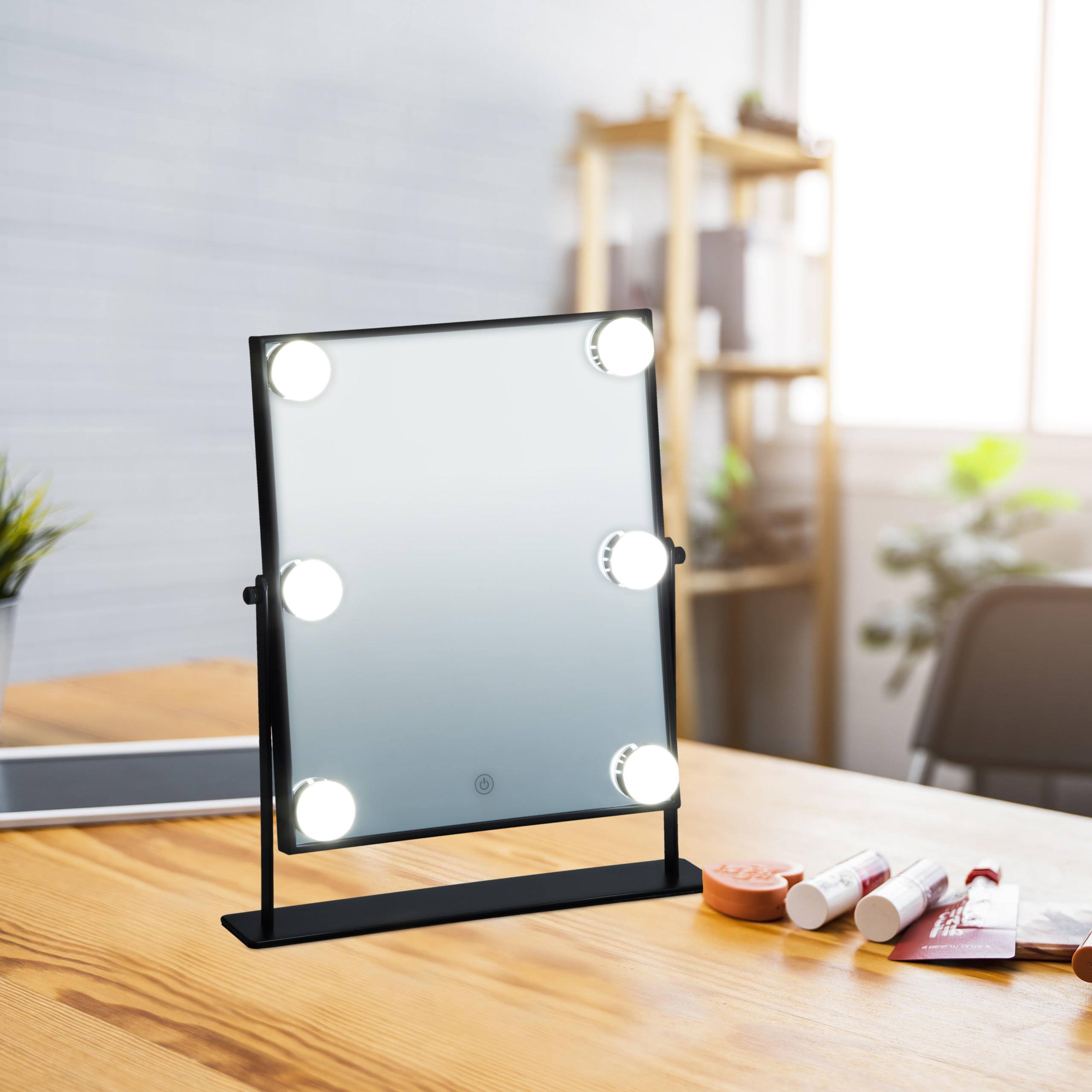 HOLLYWOODSPIEGEL - Schwarz, Glas/Metall (30/35/6cm) - Relaxdays