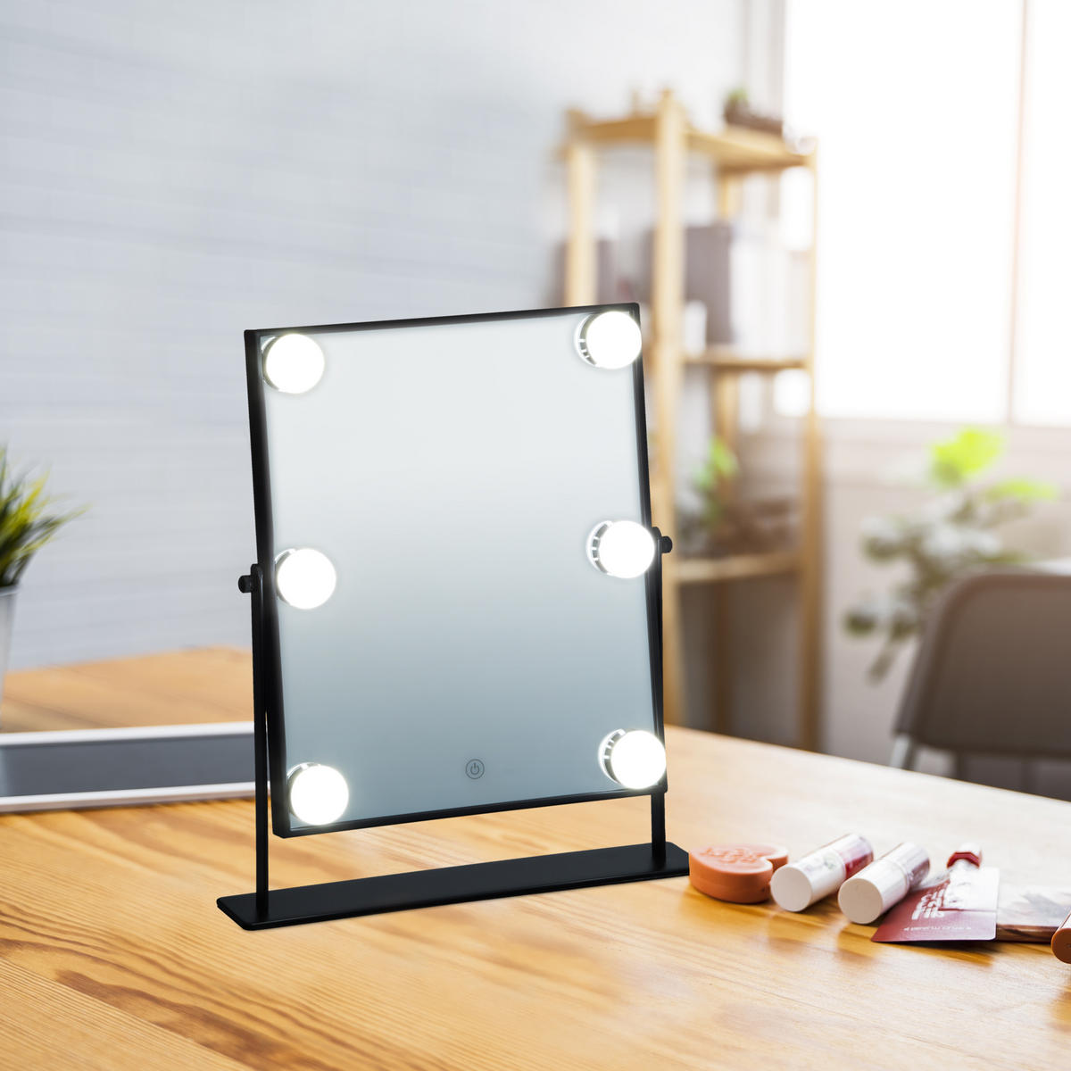 HOLLYWOODSPIEGEL - Schwarz, Glas/Metall (30/35/6cm) - Relaxdays