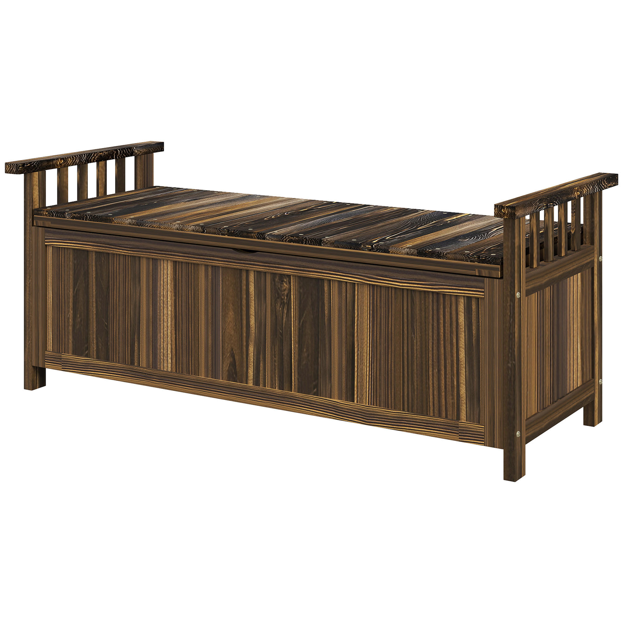 GARTENBANK 2-Sitzer DE-08292 mit Stauraum, Armlehnen Verkohlt - Naturfarben, Holz (128.5/53.5/52cm) - ComfortXL
