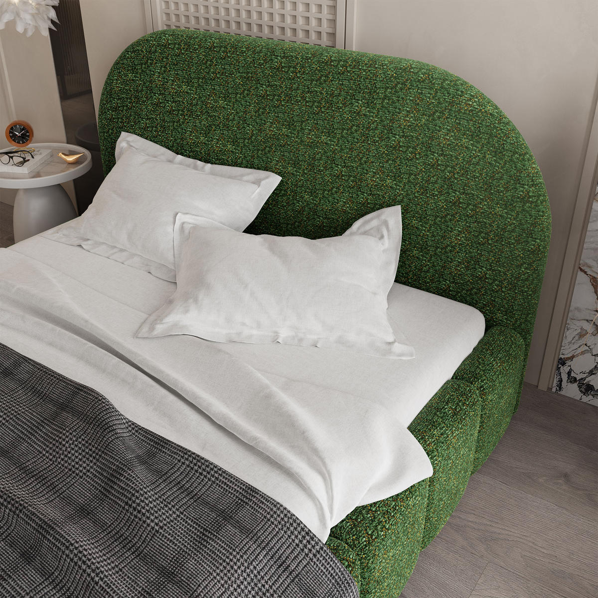 POLSTERBETT FLUSSO 200x200 cm mit Bettkästen - Grün - Grün, Holz (200/200cm) - MASSENO