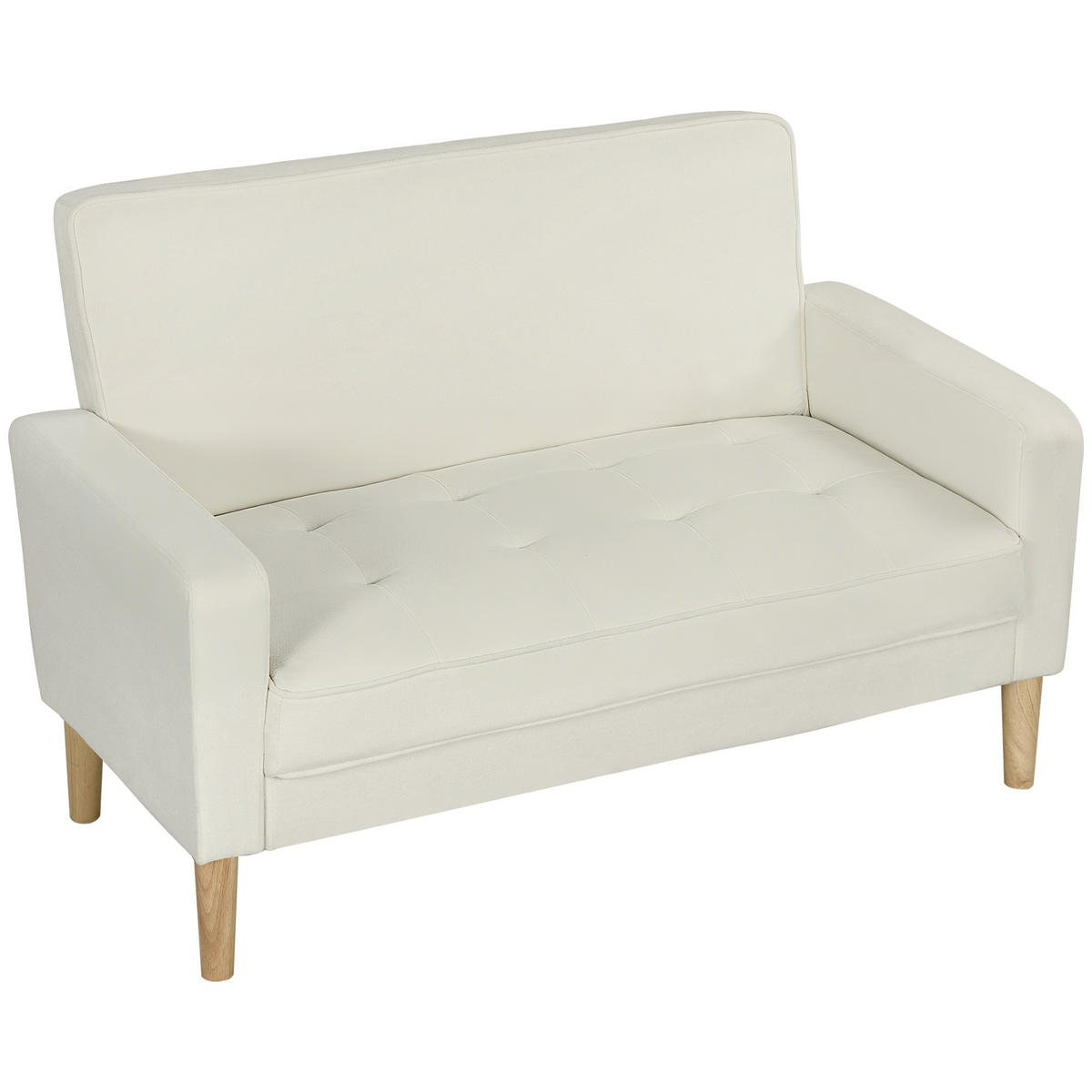 2-SITZER-SOFA DE-06494 Doppelsitzsofa mit Kautschukholzbeinen Cremeweiß - Creme, Holz/Textil (130/82/74.5cm) - ComfortXL