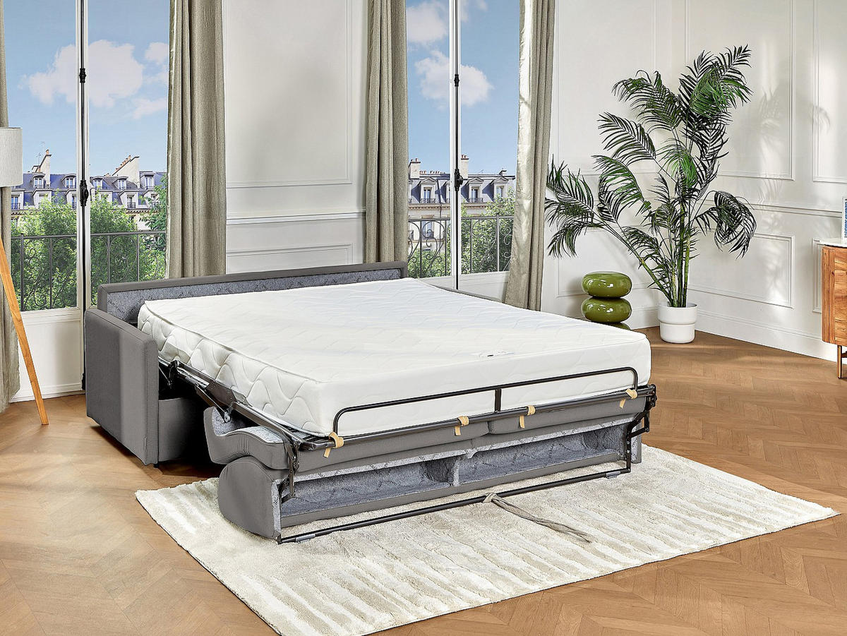 SCHLAFSOFA - 4 Personen - stoff - hellgrau Calife - Hellgrau, Textil (190/99/223cm) - Vente-Unique