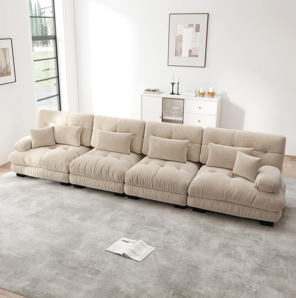 SOFA modular Chenille Light Coffee - Beige, Kunststoff (77/81/406cm) - Meubliv