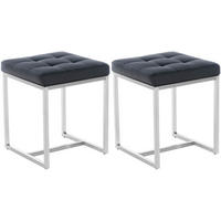 SITZWÜRFEL 2er Set Lederlook schwarz - Edelstahlfarben/Schwarz, Textil/Metall (40/48/40cm) - CLP