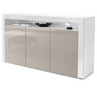 SIDEBOARD Valencia Sandgrau Hochglanz / Weiß Hochglanz - Sandfarben, Holzwerkstoff (155/92/40cm) - Vladon