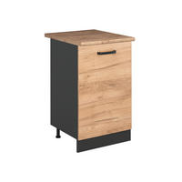KÜCHENUNTERSCHRANK R-Line, Goldkraft Eiche/Anthrazit, 50 cm Arbeitsplatte Goldkraft Eiche - Eichefarben/Anthrazit, Holzwerkstoff (50/81.6/60cm) - Vicco