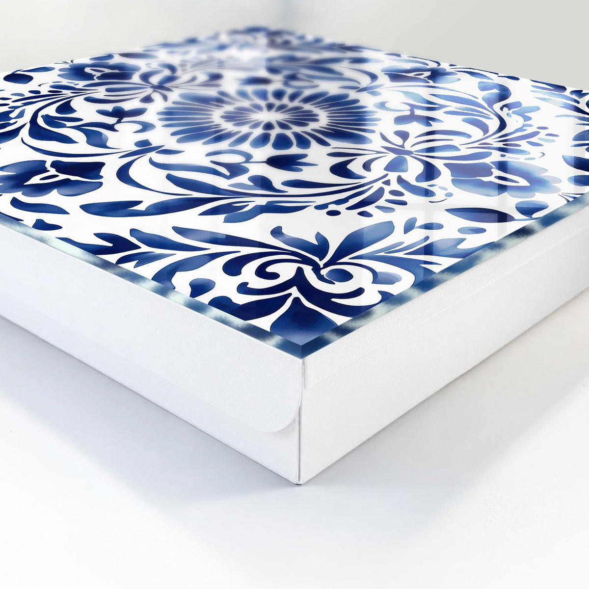 SCHLÜSSELBOX Weiß 30x30 cm – Türöffnung nach rechts - Blumenschmuck - Blau, Metall (30/30/5cm) - TULUP