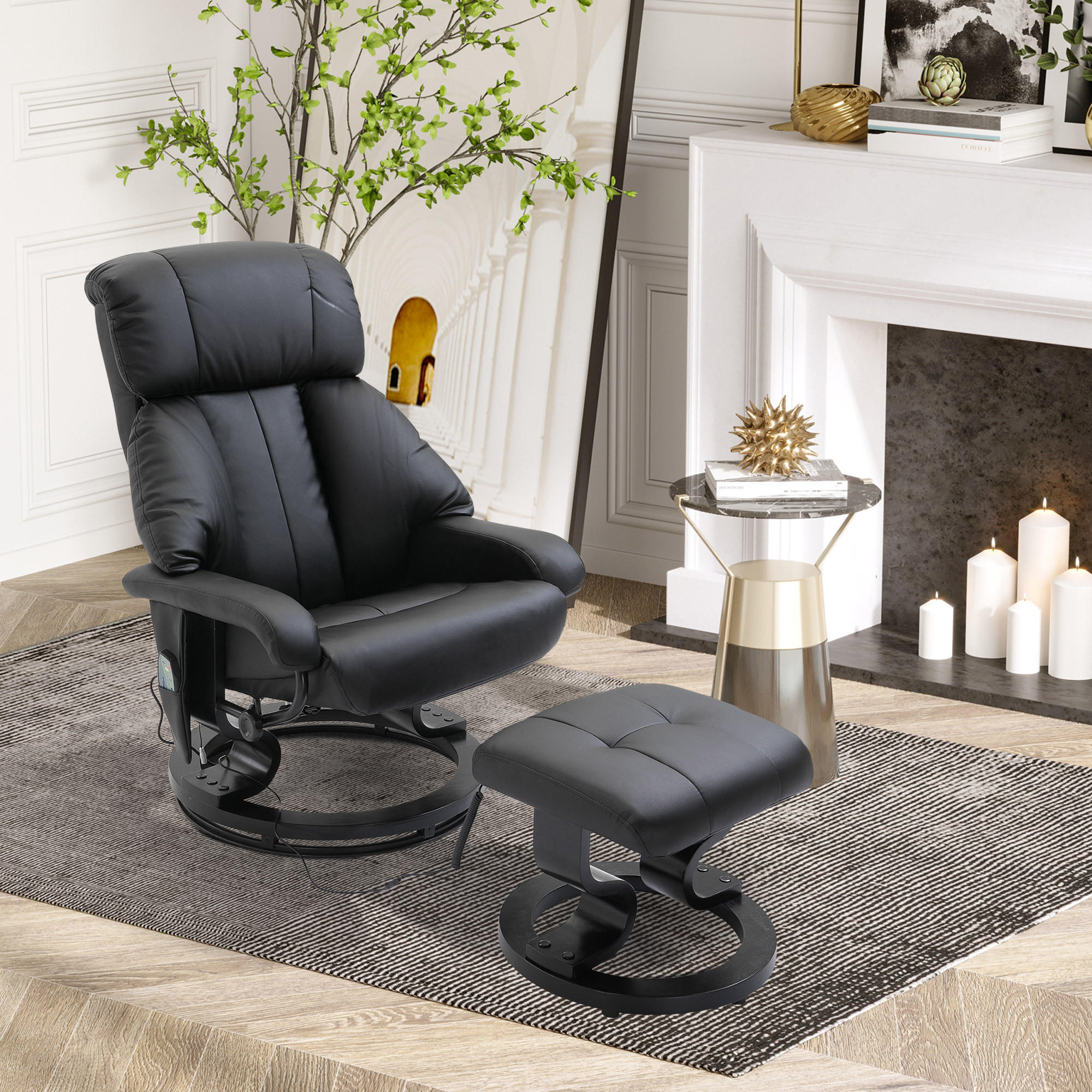 MASSAGESESSEL, Schwarz, Kunstleder - Schwarz, Leder (80/102/76cm) - HOMCOM