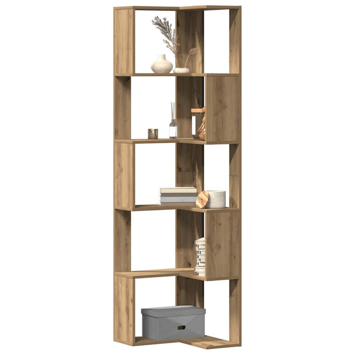 ECK-BÜCHERREGAL 5 Böden Artisan-Eiche 50/50/179Cm Holzwerkstoff - Braun, Holzwerkstoff (50/179/50cm) - vidaXL