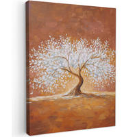 LEINWANDBILD Abstrakt - Baum - Weiß - Blätter Wandbild Wohnzimmer 60x80 cm - Braun, Textil (60/80cm) - MuchoWow