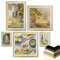 WANDBILDER 5er Set - 50x50 cm & 20x30 cm & 40x60 cm Goldrahmen - Patio Sun Limonade - Goldfarben, Kunststoff (40/60cm) - ArtPrintCave