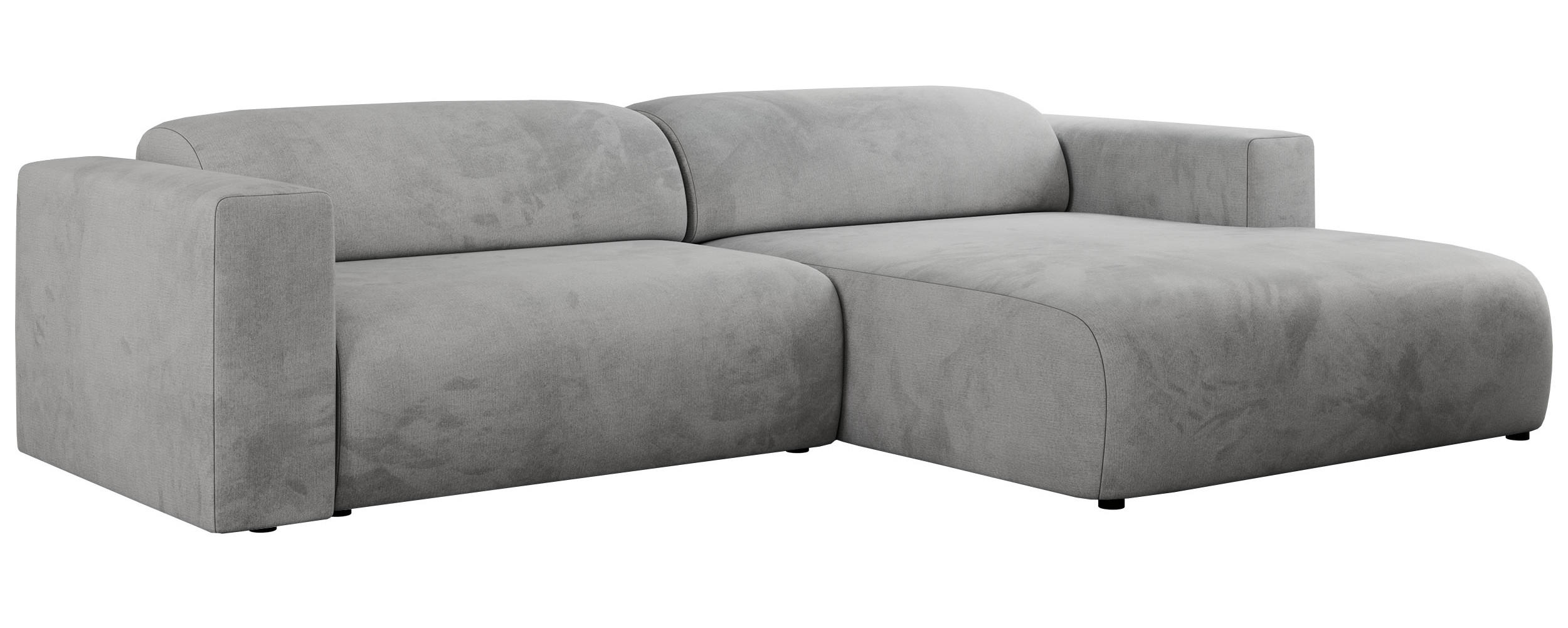 ECKSOFA PASADENA Hellgrau Velvet - Rechts Seite - Hellgrau/Schwarz, Kunststoff/Textil (180/288cm) - MKS