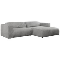 ECKSOFA PASADENA Hellgrau Velvet - Rechts Seite - Hellgrau/Schwarz, Kunststoff/Textil (180/288cm) - MKS