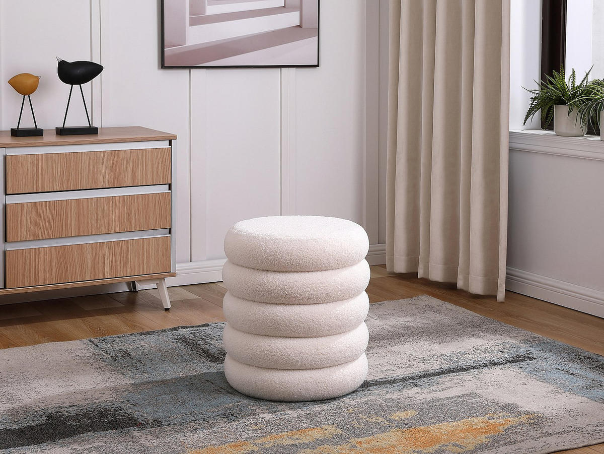 SITZHOCKER - 1 Person - Stoff - Weiß - ECAMBI - Weiß, Textil (40/45/40cm) - Vente-Unique