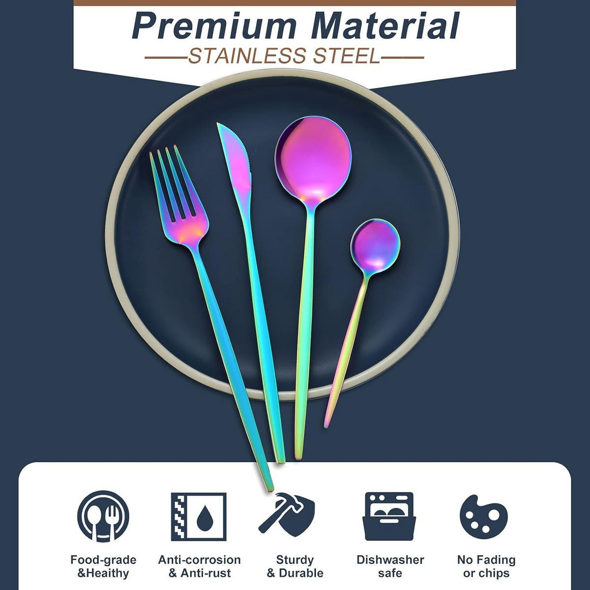 BESTECKSET 6 Personen 30-teilig Edelstahl, Spülmaschinenfest - Multicolor, Metall - Kaket