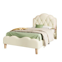 POLSTERBETT 90/200 cm Beige mit Wellenförmigem Kopfteil und LED-Beleuchtung - Beige, Kunststoff (90/200cm) - OKWISH