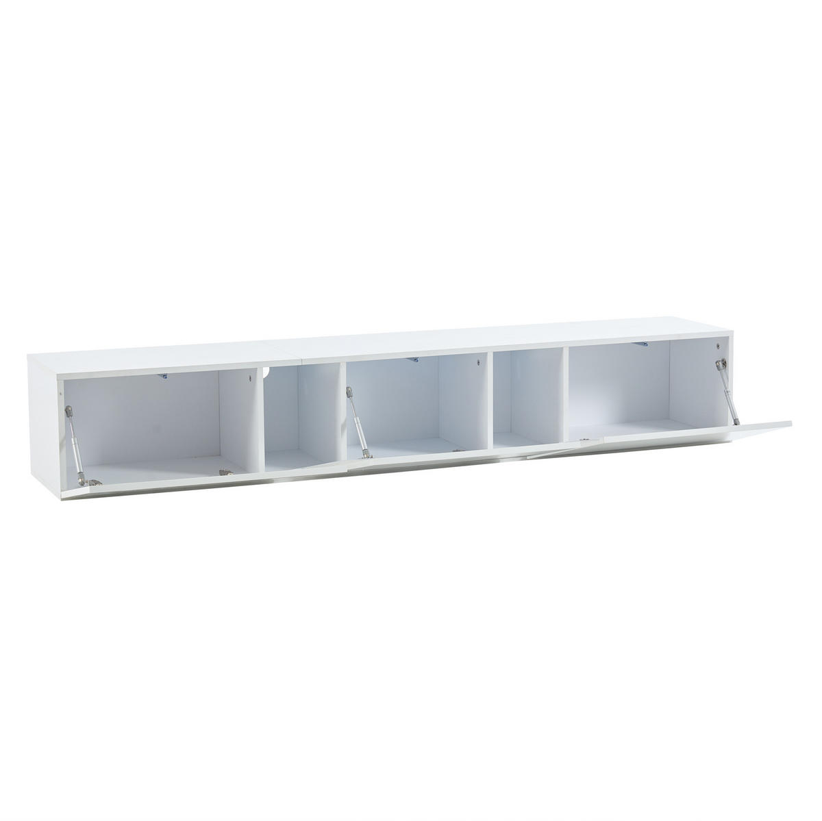 TV-SCHRANK wandmontiert 180 x 35 x 30 cm Hochglanz Weiß mit LED - Weiß, Holzwerkstoff (35/30/180cm) - Beauniv