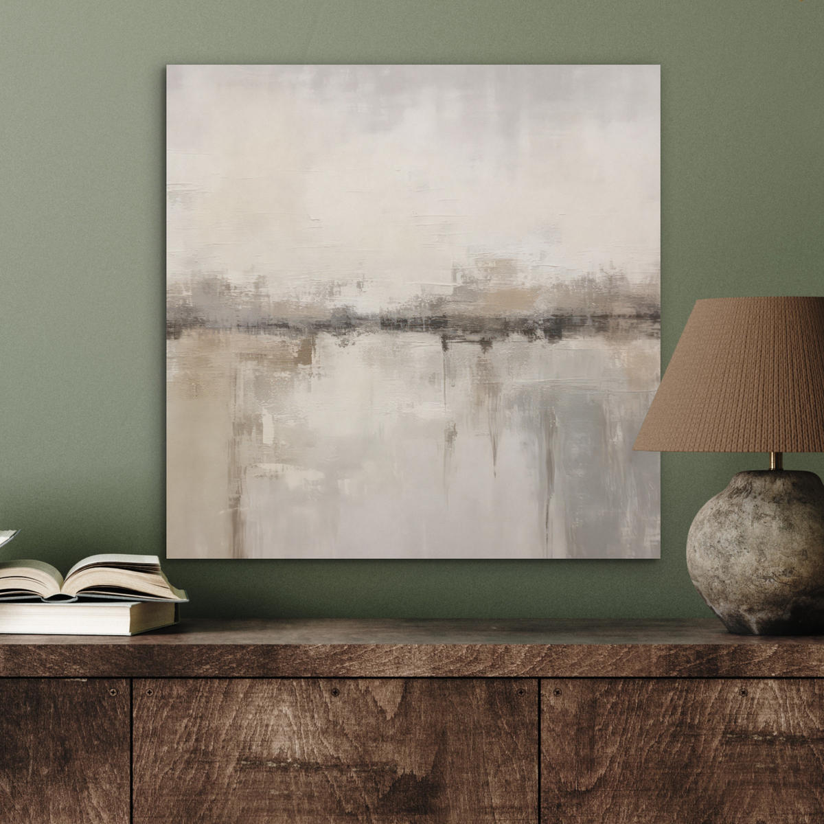 AKUSTIKBILD Moderne Kunst - Abstrakt - Beige Wandbilder 60x60 cm - Beige, Kunststoff (60/60/0.9cm) - MuchoWow