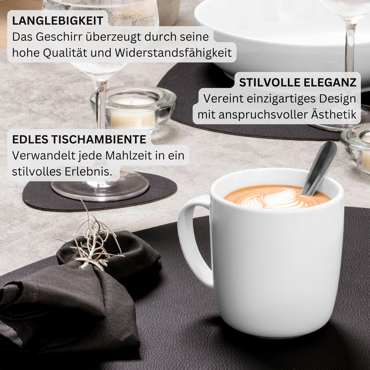 KAFFEEBECHER MARLO - 6 teilig aus Porzellan - Weiß, Keramik (0.35L) - Sänger