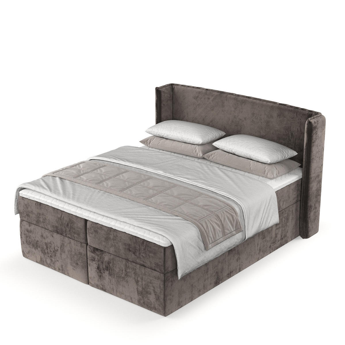 BOXBETT Viva 180/200 cm Braun im Lotta Stoff - Schwarz/Braun, Holz/Holzwerkstoff (180/200cm) - AltaBeds