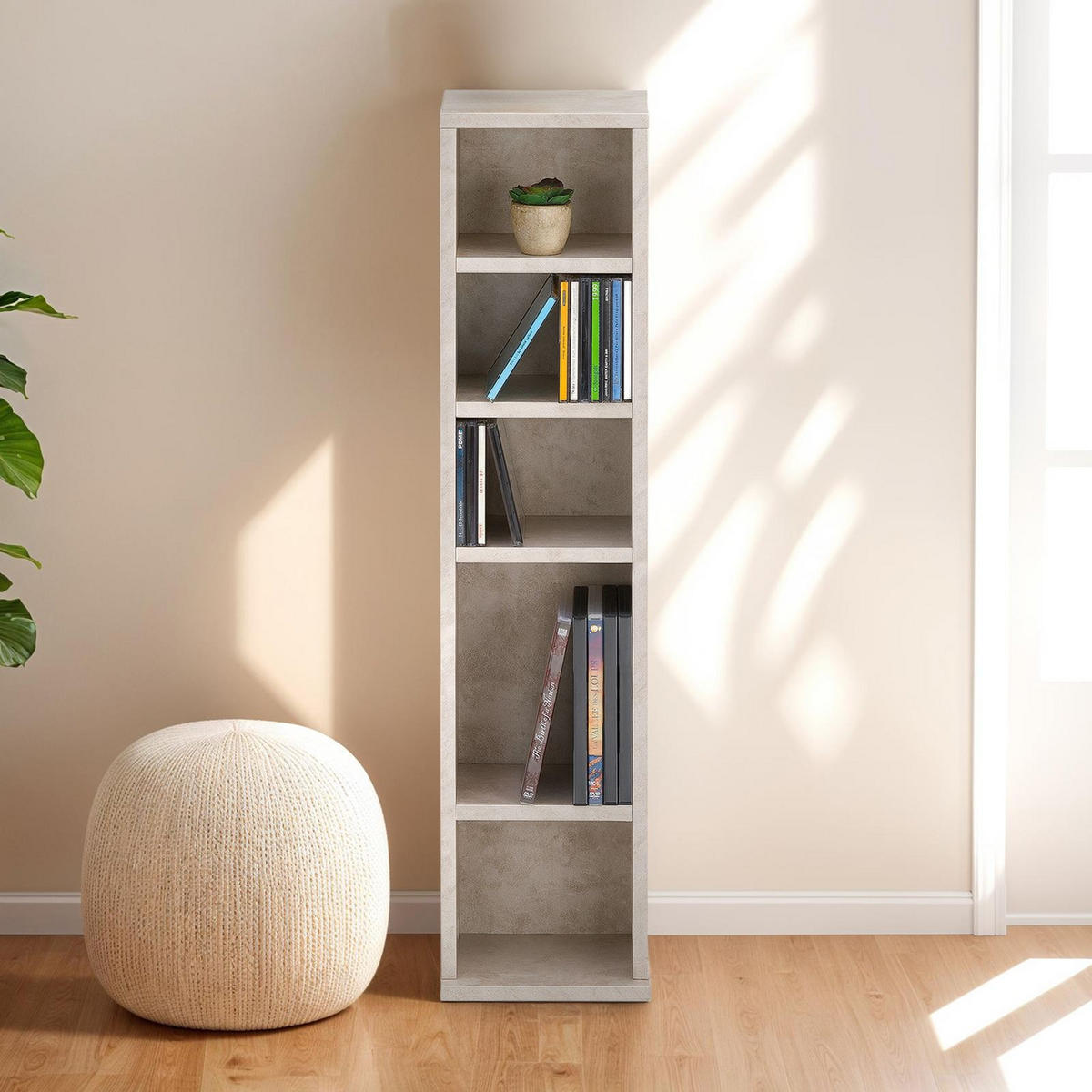 CD/DVD REGAL MELODIE Betonoptik - Grau, Holzwerkstoff (21/88/20cm) - IDIMEX