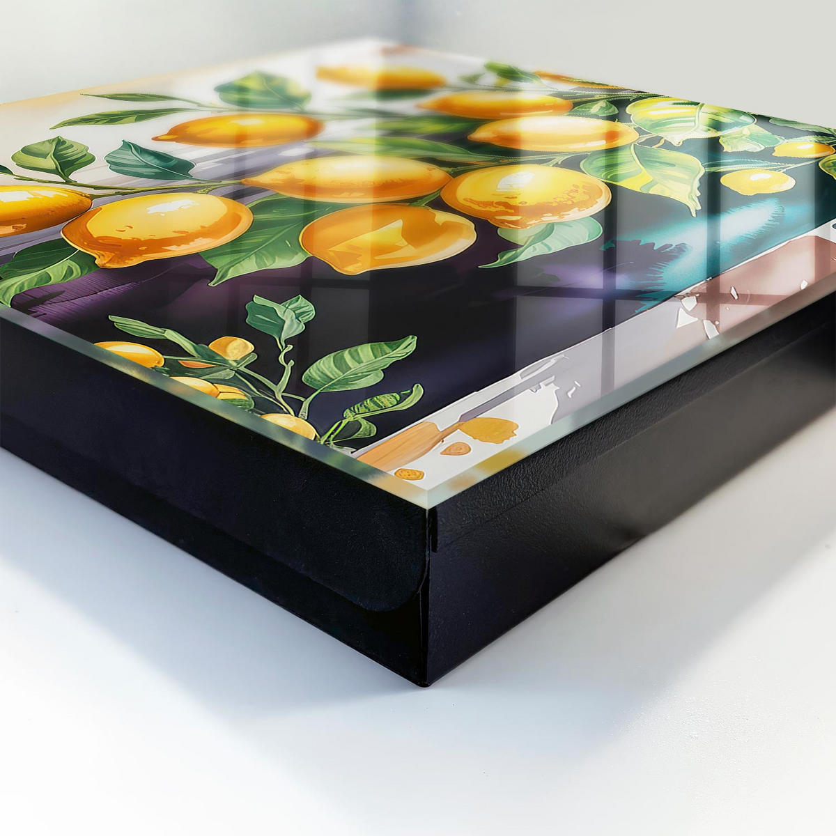 SCHLÜSSELBOX Schwarz 30x30 cm- Türöffnung nach rechts - Lemon Charm - Gelb, Metall (30/30/5cm) - TULUP