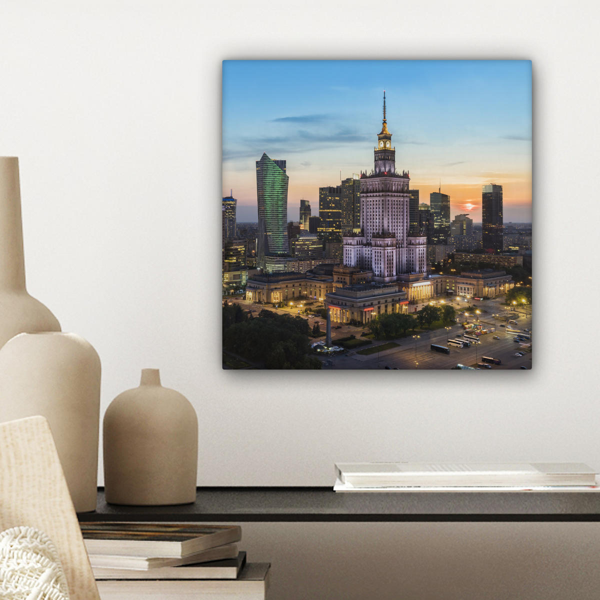 LEINWANDBILD Polen - Sonne - Warschau Deko Wohnzimmer 20x20 cm - Blau, Textil (20/20cm) - MuchoWow