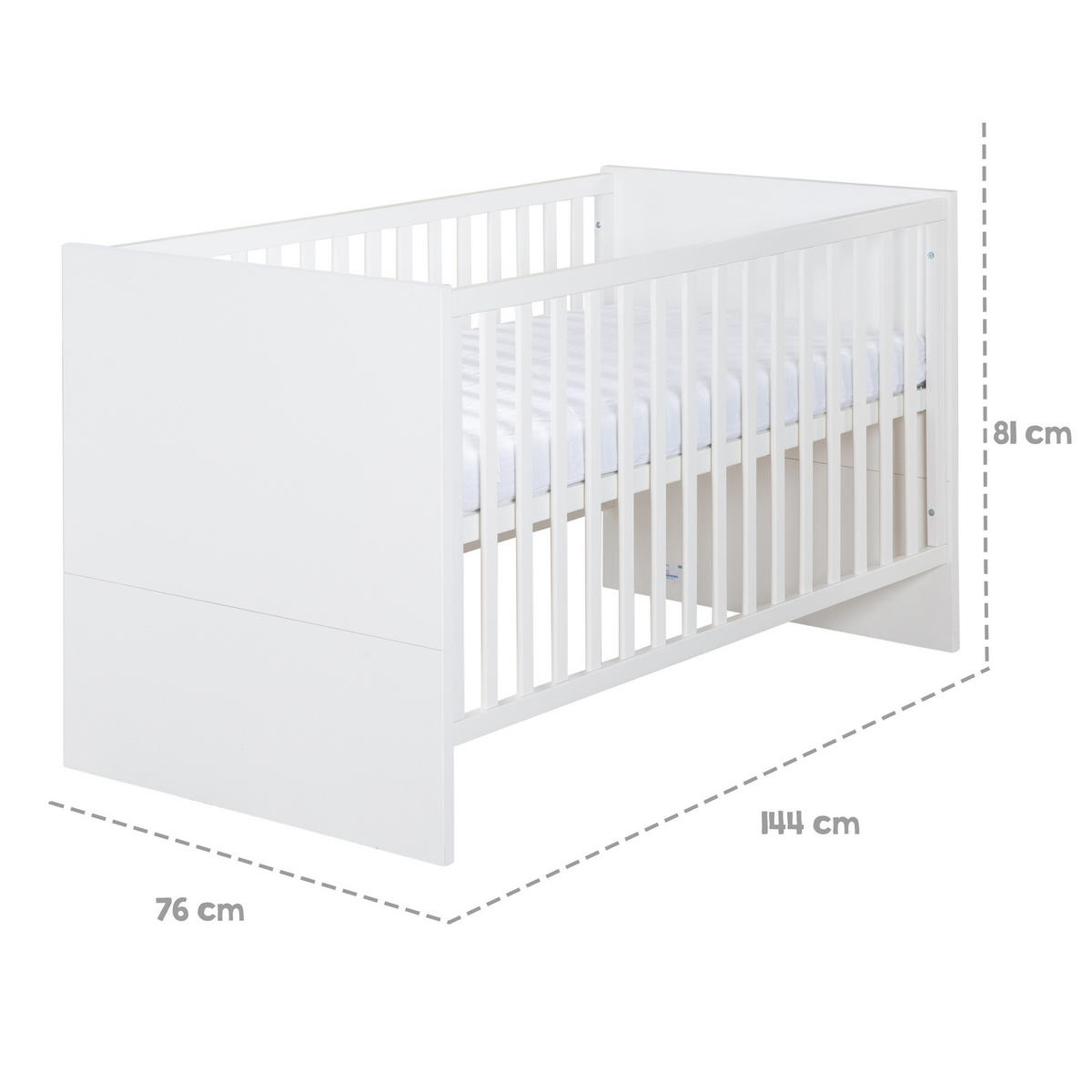 BABYZIMMER-SET Kimi 3-teilig - Silberfarben/Weiß, Holzwerkstoff/Metall (138/195/52.5cm) - Roba