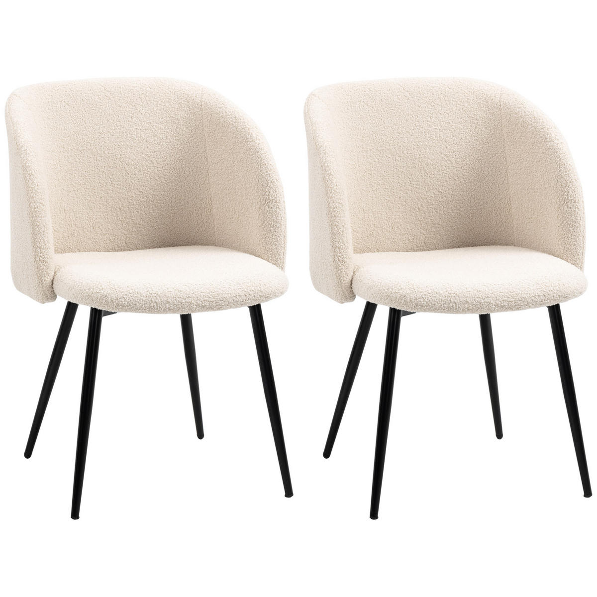 ESSZIMMERSTÜHLE DE-06834 2er-Set mit Stoffbezug und Stahlbeinen Cremeweiß - Creme, Textil/Metall (62/80/55cm) - ComfortXL