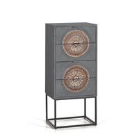 KOMMODE Mangoholz und graue und braune Metallbeine - Grau, Holz (45/105/35cm) - Giner y Colomer