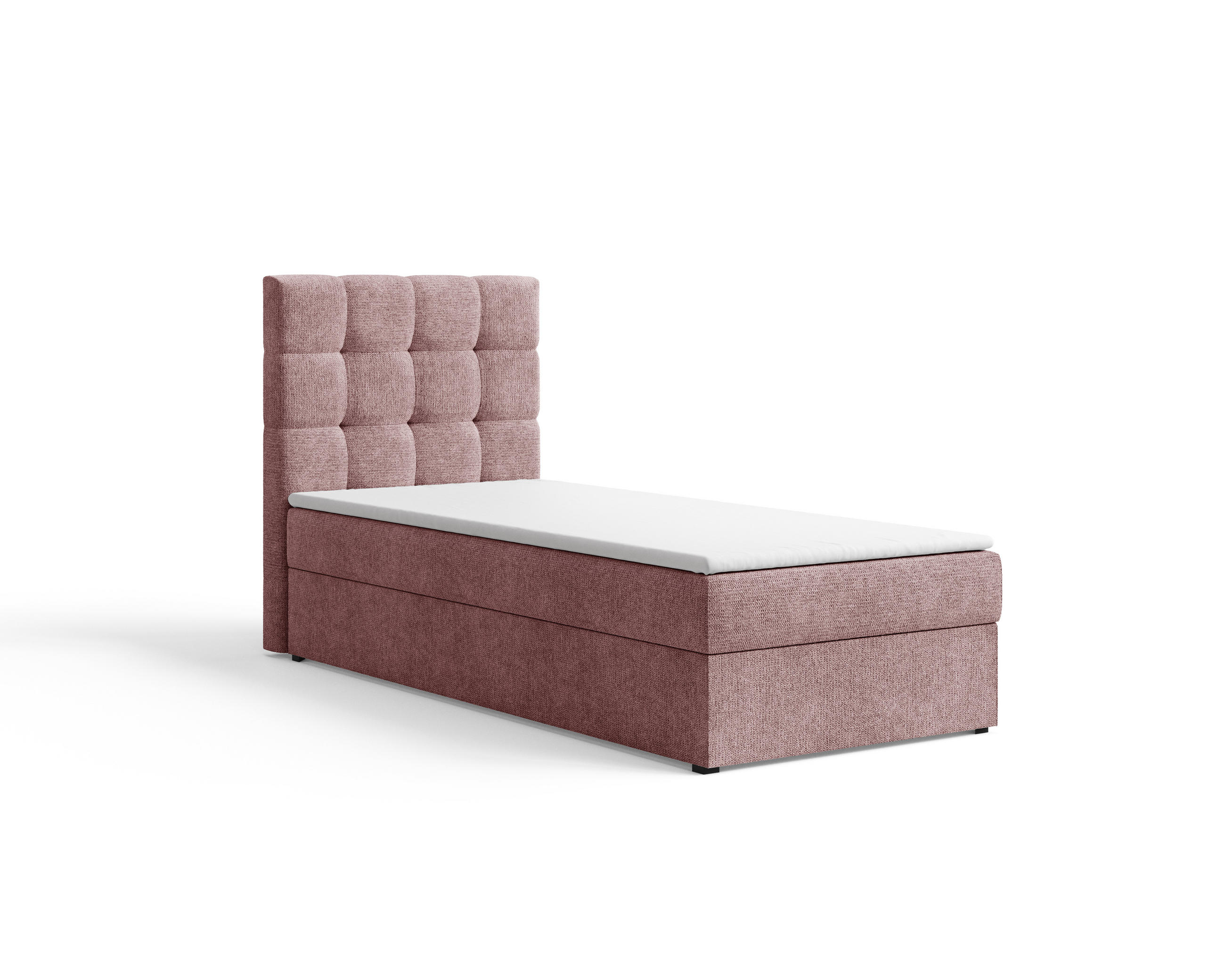 BOXBETT - Bett 05 OSLO - Aragon - 90x200 cm - mit Bettkasten und Komfort-Topper - Rosa, Holz (90/200cm) - ROYAL24_MARKT