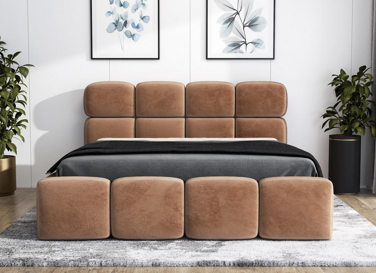POLSTERBETT MONAKO 90x200 Braun - Braun, Textil (90/200cm) - A&J MöbelLand