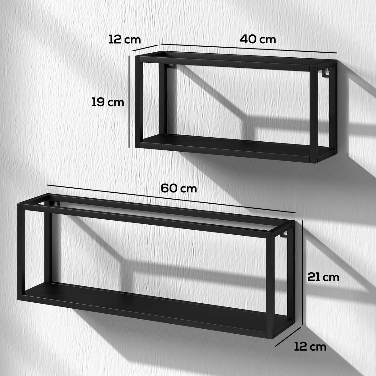 STANDREGAL 2er Set Stahl Schwarz - Schwarz, Metall (12/21/60cm) - HOMCOM