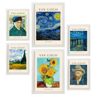 POSTER Set Mit 6 Van Gogh Malergalerie A3 & A4 Weißer Rahmen - Weiß, Papier (29/3cm) - Nacnic